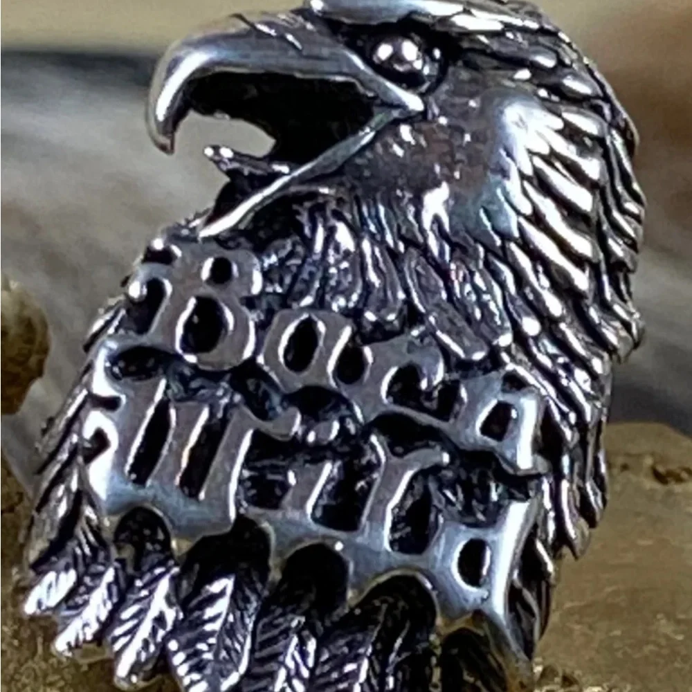 Vintage biker ring “ Born Wild” in stainless steel.